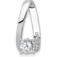 14K White Gold Diamond Semi-Mount Pendant Slide with Channel Set Round Diamonds - 0.06 Carat Total Diamond Weight by Monteluci Fine Jewelry