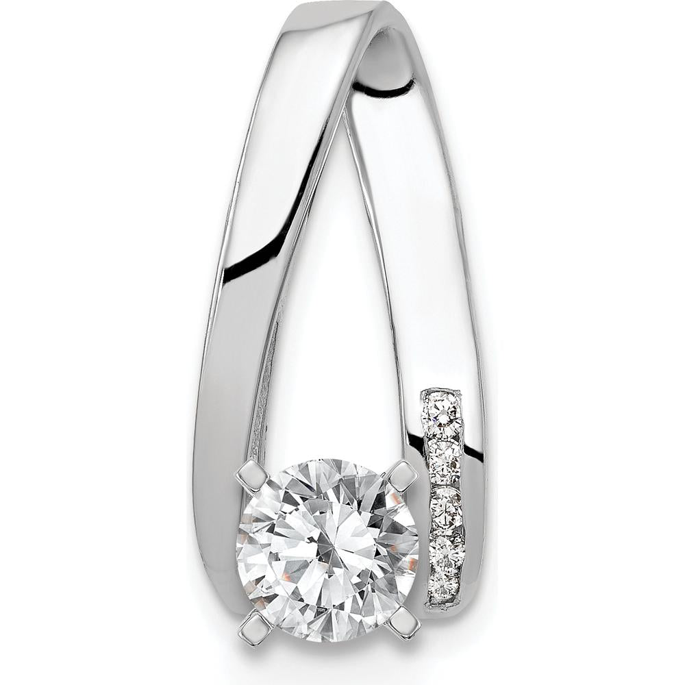 14K White Gold Diamond Semi-Mount Pendant Slide with Channel Set Round Diamonds - 0.06 Carat Total Diamond Weight by Monteluci Fine Jewelry