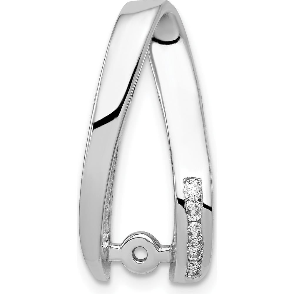 14K White Gold Diamond Semi-Mount Pendant Slide with Channel Set Round Diamonds - 0.06 Carat Total Diamond Weight by Monteluci Fine Jewelry