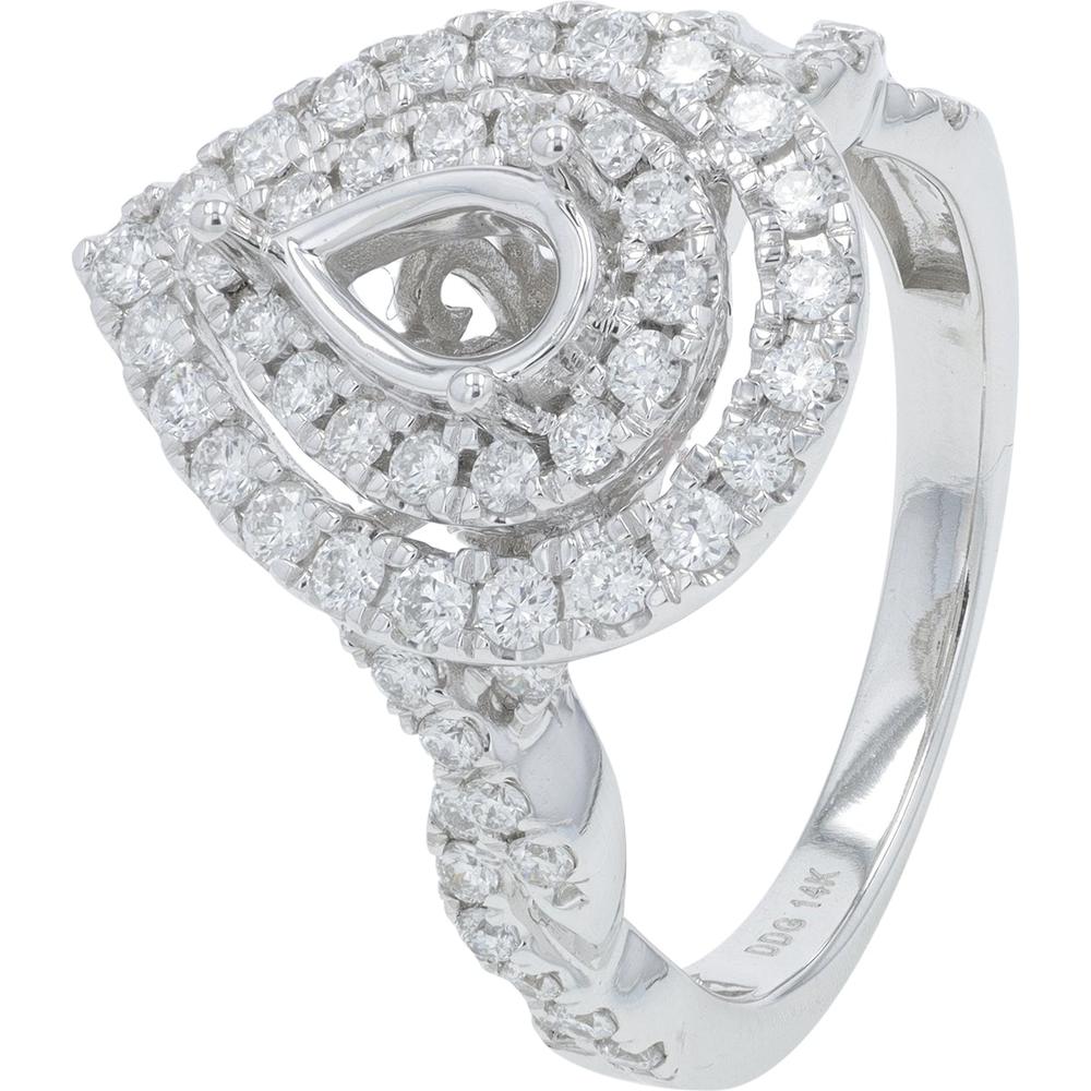 14K White Gold Diamond Semi-Mount Ring with 1.62 Carat Total Diamond Weight