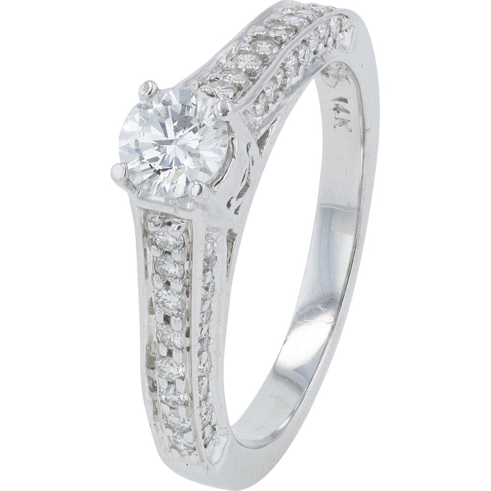 14K White Gold Diamond Semi-Mount Ring with Milgrain Detailing - 0.33 Carats Total Diamond Weight