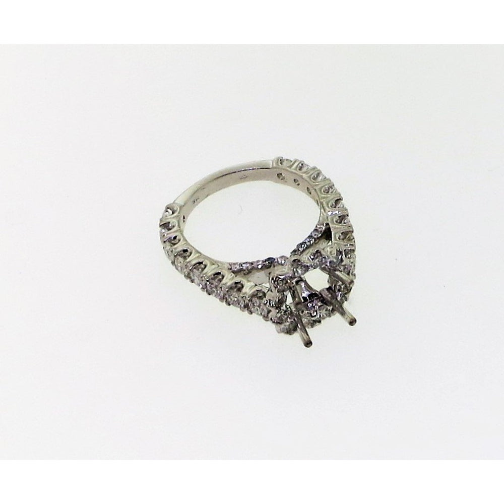 14K White Gold Diamond Semi-Mount Ring with Round Diamond Accents - 2.07 Carat Total Diamond Weight by Auriventus