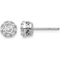 14K White Gold Diamond Semi-Mount Stud Earrings with 16 Round Diamonds - 0.15 Carat Total Diamond Weight by Monteluci Fine Jewelry