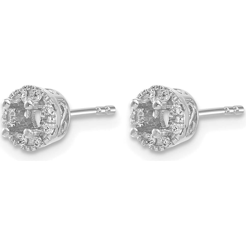 14K White Gold Diamond Semi-Mount Stud Earrings with 16 Round Diamonds - 0.15 Carat Total Diamond Weight by Monteluci Fine Jewelry