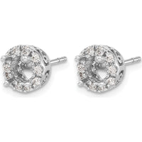 14K White Gold Diamond Semi-Mount Stud Earrings with Round Diamonds - 1.0 Carat Total Diamond Weight by Monteluci Fine Jewelry