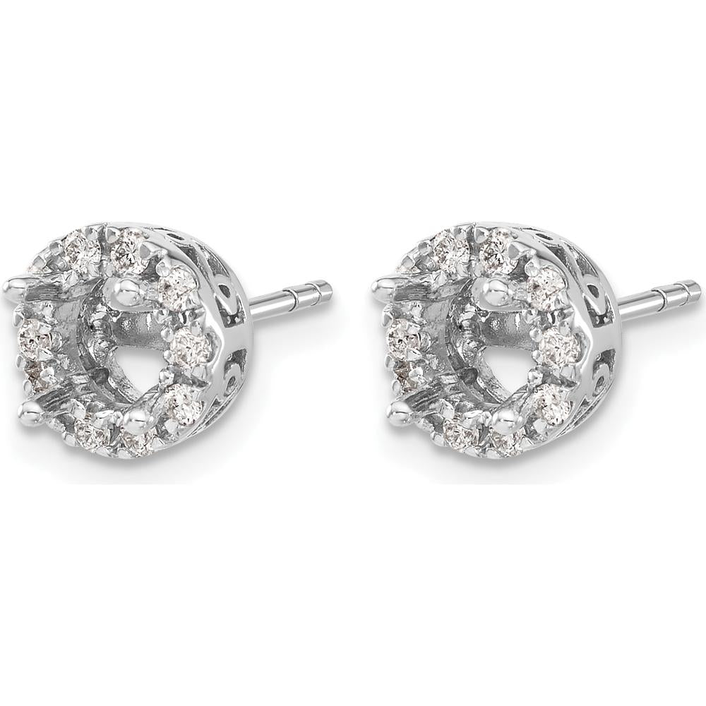 14K White Gold Diamond Semi-Mount Stud Earrings with Round Diamonds - 1.0 Carat Total Diamond Weight by Monteluci Fine Jewelry