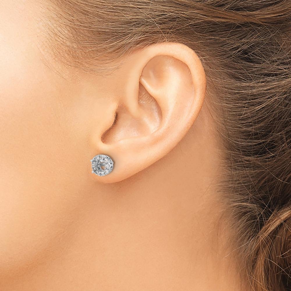 14K White Gold Diamond Semi-Mount Stud Earrings with Round Diamonds - 1.0 Carat Total Diamond Weight by Monteluci Fine Jewelry