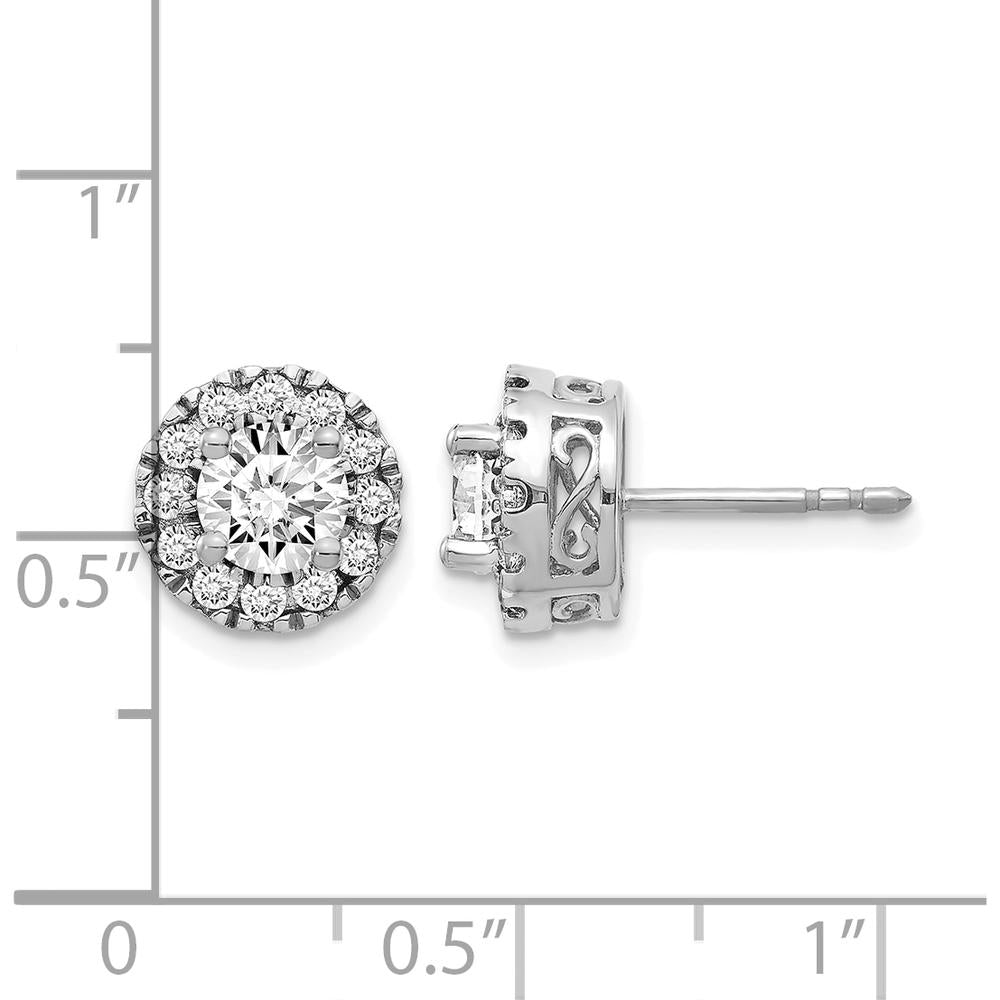 14K White Gold Diamond Semi-Mount Stud Earrings with Round Diamonds - 1.0 Carat Total Diamond Weight by Monteluci Fine Jewelry