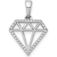 14K White Gold Diamond Shape Pendant with 36 Round Diamonds - 0.108 Carat Total Diamond Weight by Monteluci Fine Jewelry