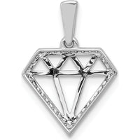 14K White Gold Diamond Shape Pendant with 36 Round Diamonds - 0.108 Carat Total Diamond Weight by Monteluci Fine Jewelry