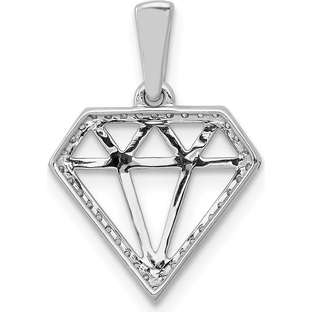 14K White Gold Diamond Shape Pendant with 36 Round Diamonds - 0.108 Carat Total Diamond Weight by Monteluci Fine Jewelry