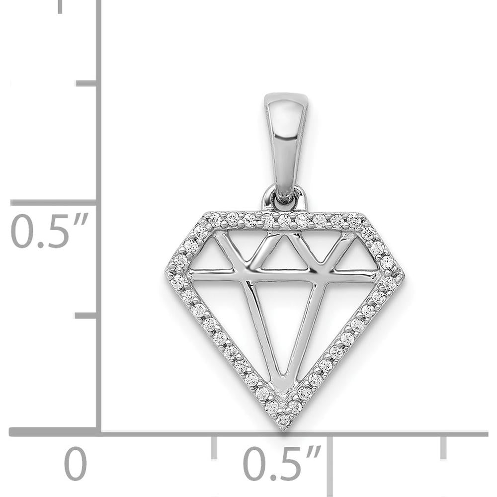 14K White Gold Diamond Shape Pendant with 36 Round Diamonds - 0.108 Carat Total Diamond Weight by Monteluci Fine Jewelry