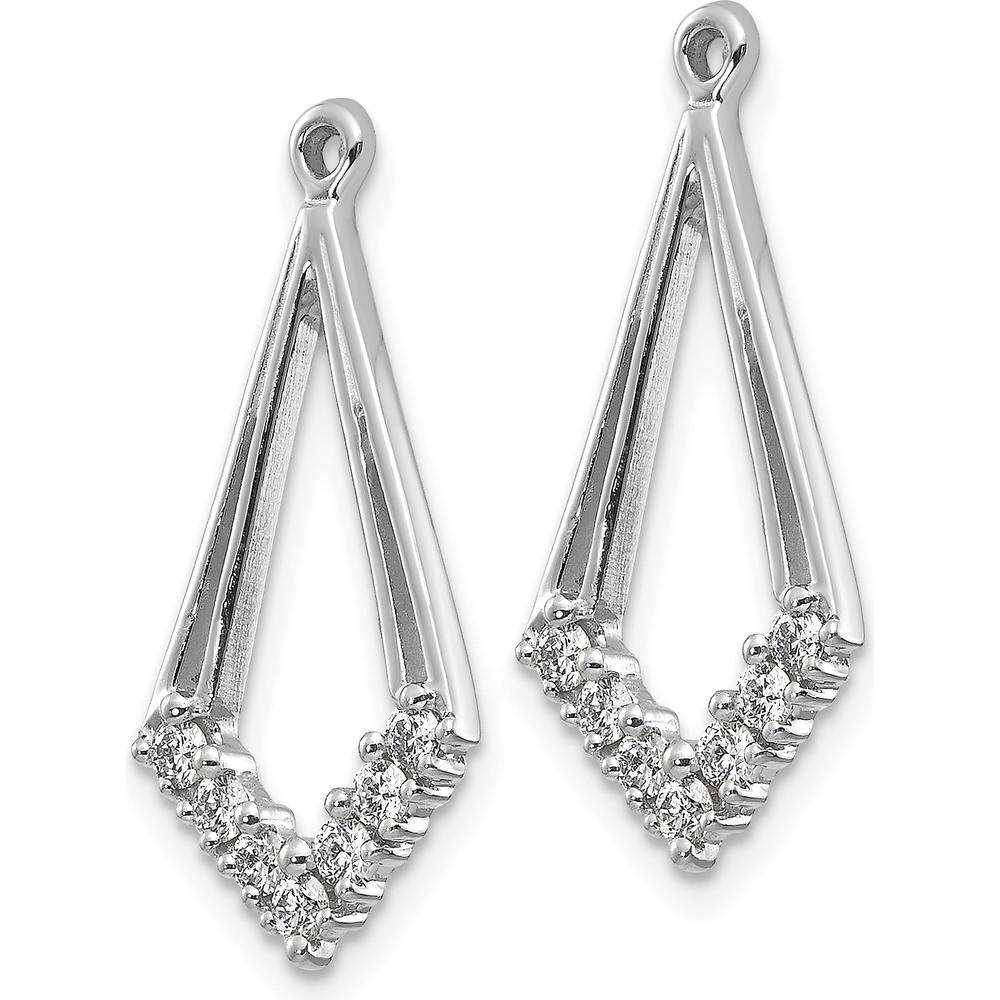 14K White Gold Diamond Shaped Earring Jackets with 14 Round Diamonds - 0.02 Carats Total Diamond Weight by Monteluci Fine Jewelry