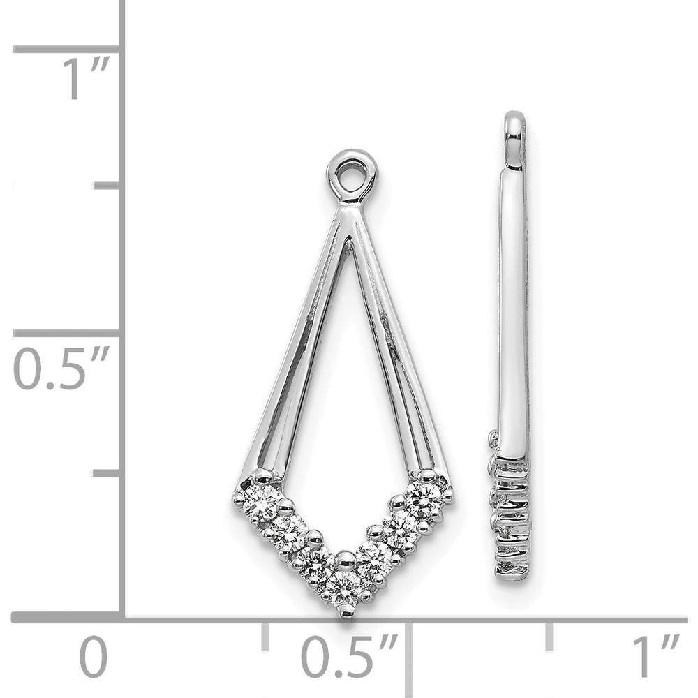 14K White Gold Diamond Shaped Earring Jackets with 14 Round Diamonds - 0.02 Carats Total Diamond Weight by Monteluci Fine Jewelry