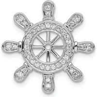14K White Gold Diamond Ship Wheel Pendant with 1/4 Carat Total Diamond Weight by Monteluci Fine Jewelry