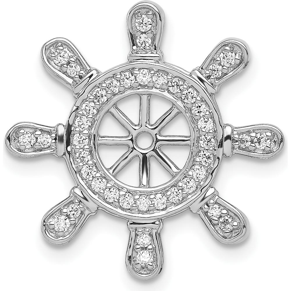 14K White Gold Diamond Ship Wheel Pendant with 1/4 Carat Total Diamond Weight by Monteluci Fine Jewelry