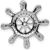 14K White Gold Diamond Ship Wheel Pendant with 1/4 Carat Total Diamond Weight by Monteluci Fine Jewelry