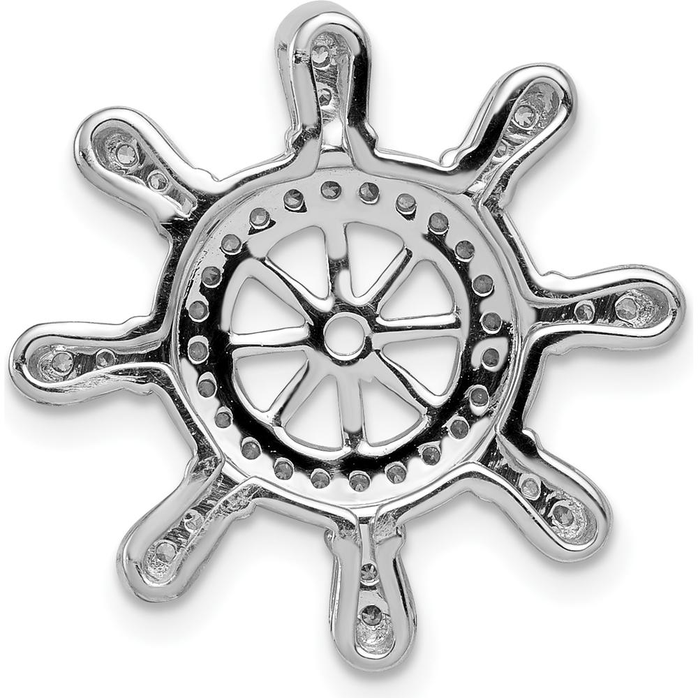 14K White Gold Diamond Ship Wheel Pendant with 1/4 Carat Total Diamond Weight by Monteluci Fine Jewelry