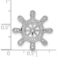 14K White Gold Diamond Ship Wheel Pendant with 1/4 Carat Total Diamond Weight by Monteluci Fine Jewelry