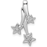 14K White Gold Diamond Shooting Stars Chain Slide Pendant with Round Diamond - 0.01 Carat Total Diamond Weight by Oro Pregiato