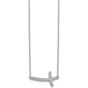 14K White Gold Diamond Sideways Cross Necklace - 0.19 Carat Total Diamond Weight by Monteluci Fine Jewelry