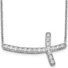 14K White Gold Diamond Sideways Cross Pendant Necklace - 0.47 Carat Total Diamond Weight by Monteluci Fine Jewelry
