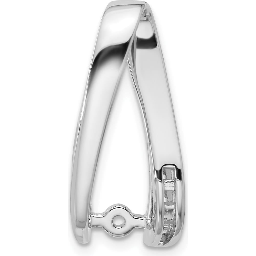 14K White Gold Diamond Slide Pendant Mounting - Fits up to 8mm Omega, Rhodium Plated by Oro Pregiato