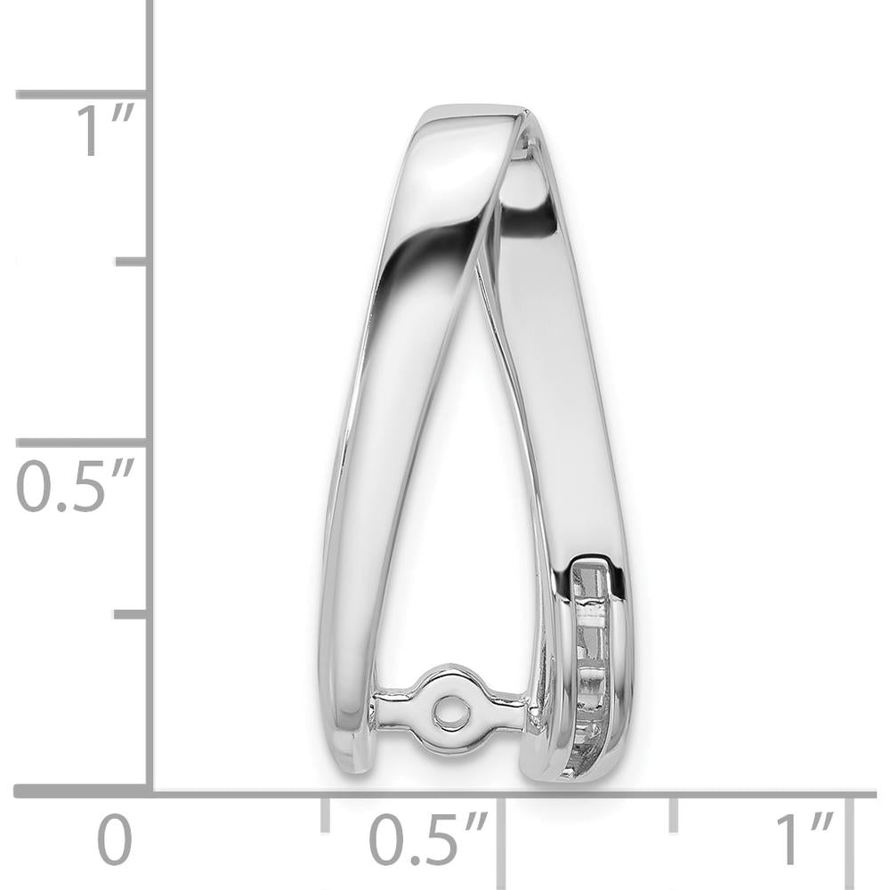 14K White Gold Diamond Slide Pendant Mounting - Fits up to 8mm Omega, Rhodium Plated by Oro Pregiato
