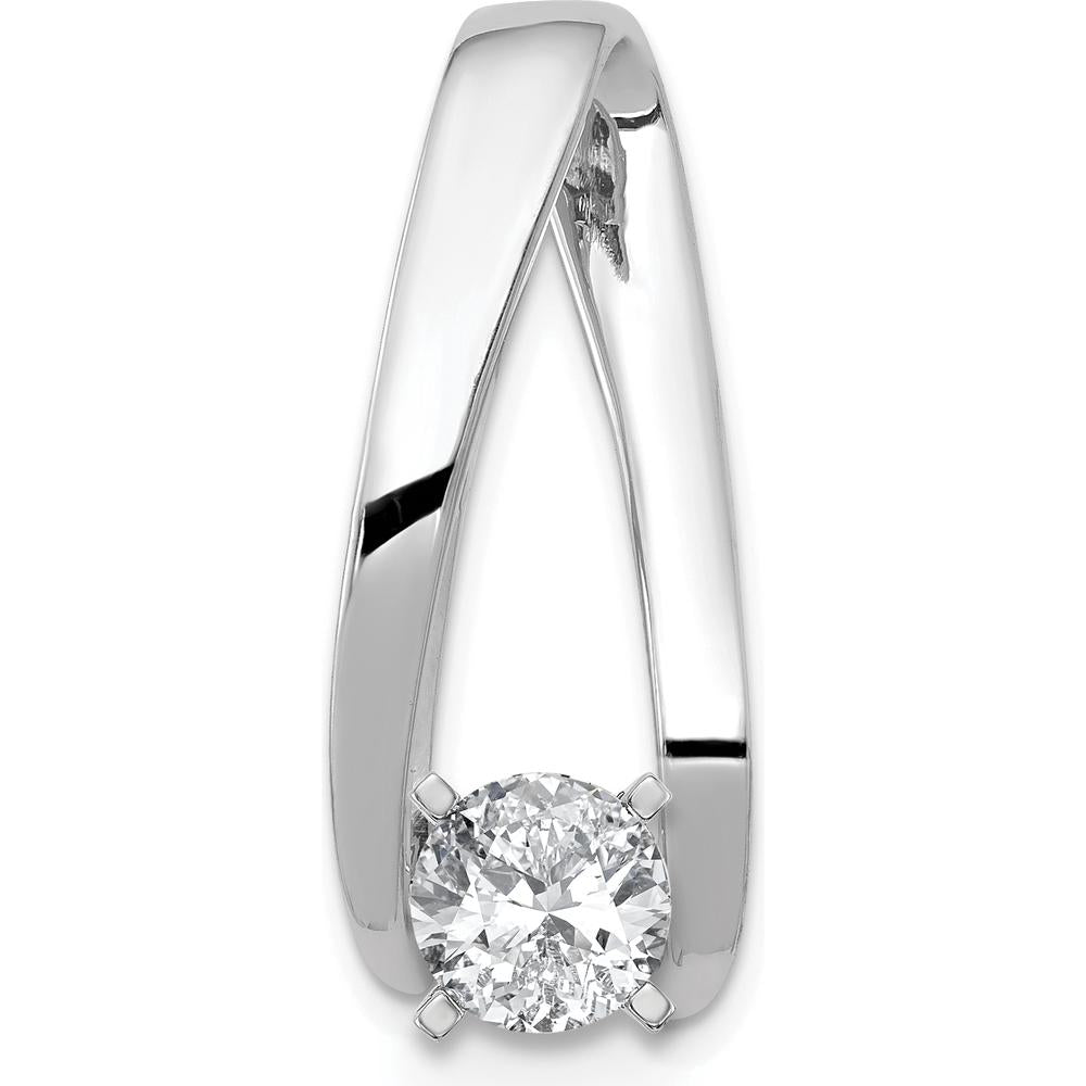 14K White Gold Diamond Slide Pendant Mounting for 6-8mm Omega Chain by Oro Pregiato