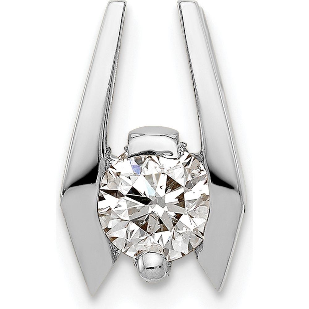14K White Gold Diamond Slide Pendant with 5.25mm Round Diamond - 0.545 Carat Total Diamond Weight by Monteluci Fine Jewelry