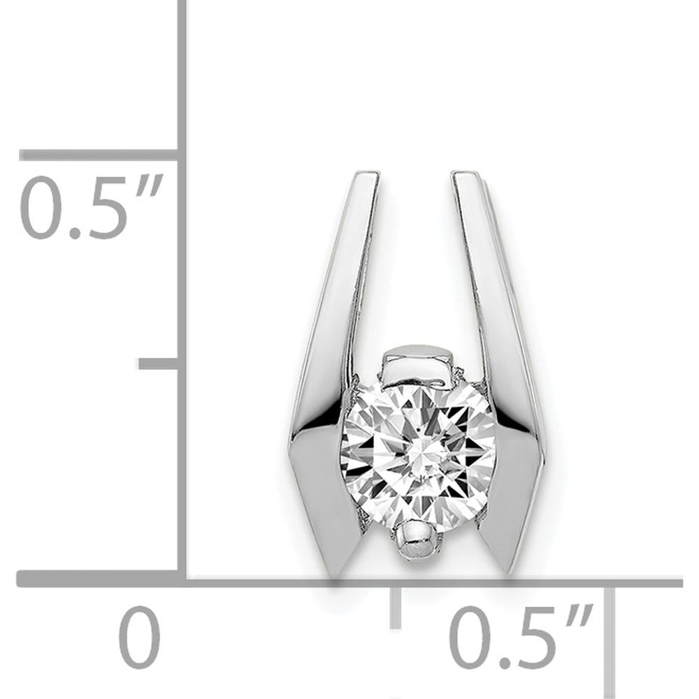 14K White Gold Diamond Slide Pendant with 5.25mm Round Diamond - 0.545 Carat Total Diamond Weight by Monteluci Fine Jewelry