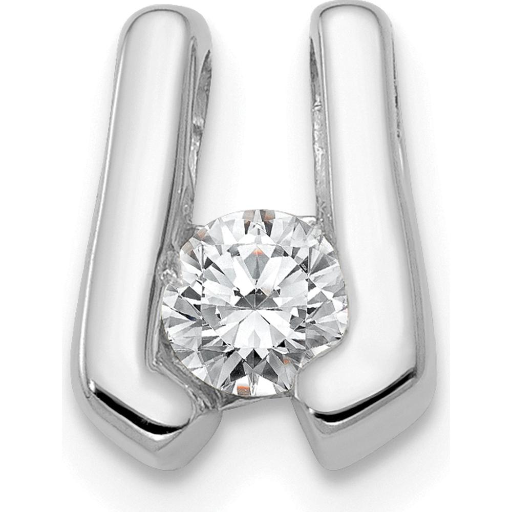 14K White Gold Diamond Slide Pendant with Round Diamond - 0.209 Carat Total Diamond Weight by Monteluci Fine Jewelry