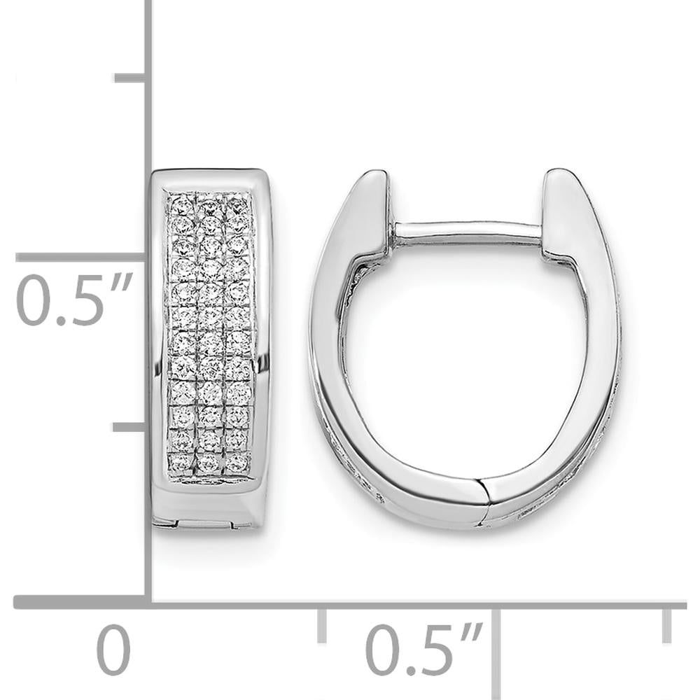 14K White Gold Diamond Small Hinged Oval Hoop Earrings - 0.0079 Carat Total Diamond Weight by Monteluci Fine Jewelry