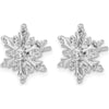14K White Gold Diamond Snowflake Button Earrings - 0.06 Carat Total Diamond Weight by Monteluci Fine Jewelry