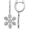 14K White Gold Diamond Snowflake Drop Earrings with 18 Round Diamonds - 0.028 Carat Total Diamond Weight by Monteluci Fine Jewelry