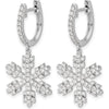 14K White Gold Diamond Snowflake Drop Earrings with 18 Round Diamonds - 0.028 Carat Total Diamond Weight by Monteluci Fine Jewelry