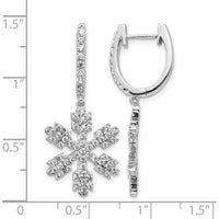 14K White Gold Diamond Snowflake Drop Earrings with 18 Round Diamonds - 0.028 Carat Total Diamond Weight by Monteluci Fine Jewelry