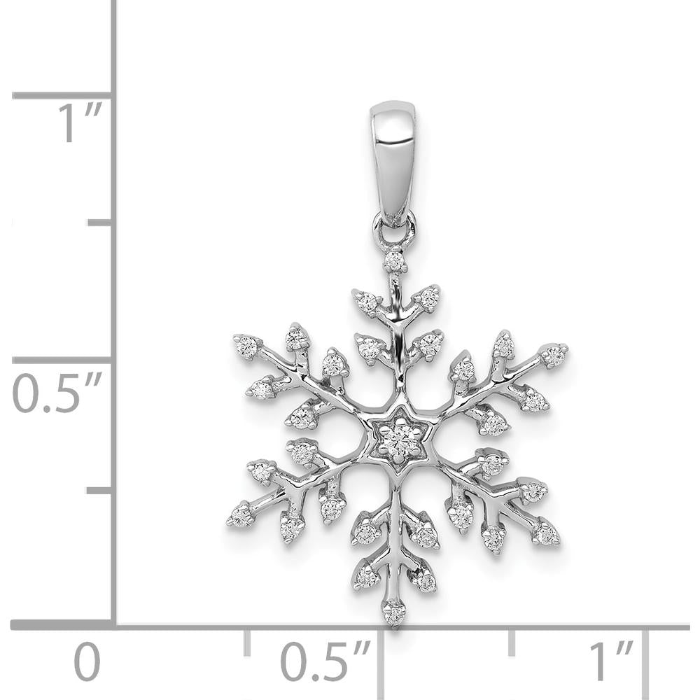 14K White Gold Diamond Snowflake Pendant - 1/6 Carat Total Diamond Weight by Monteluci Fine Jewelry