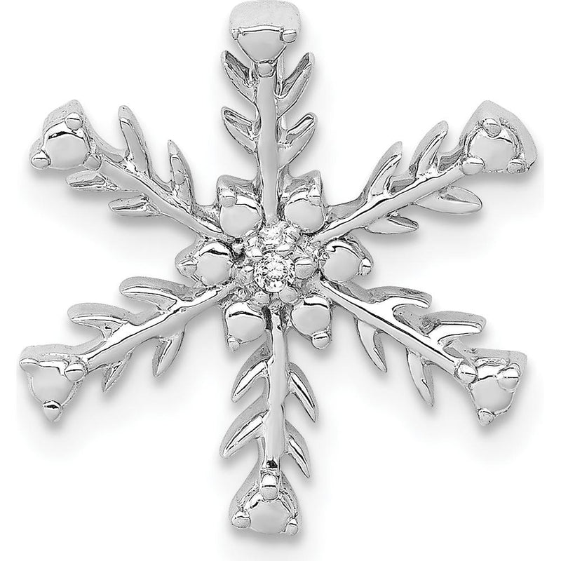 14K White Gold Diamond Snowflake Pendant Charm - 0.01 Carat Total Diamond Weight by Monteluci Fine Jewelry