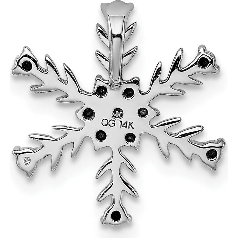14K White Gold Diamond Snowflake Pendant Charm - 0.01 Carat Total Diamond Weight by Monteluci Fine Jewelry