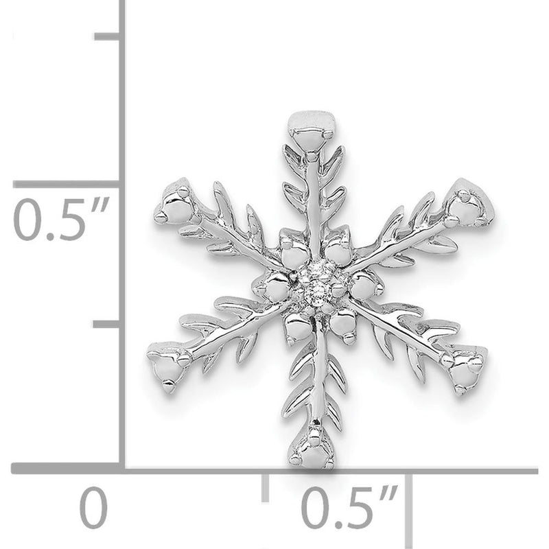14K White Gold Diamond Snowflake Pendant Charm - 0.01 Carat Total Diamond Weight by Monteluci Fine Jewelry