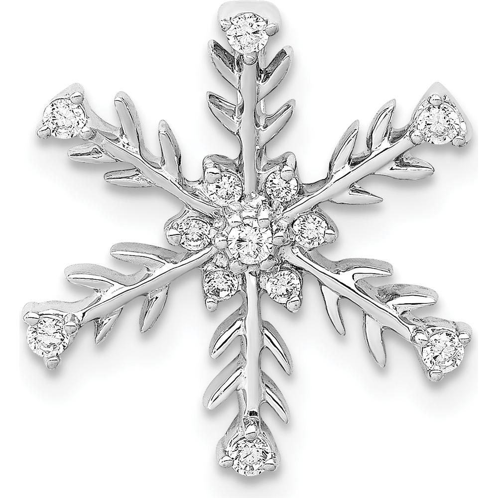 14K White Gold Diamond Snowflake Pendant with 1/6 Carat Total Diamond Weight by Monteluci Fine Jewelry