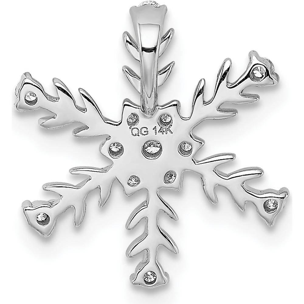 14K White Gold Diamond Snowflake Pendant with 1/6 Carat Total Diamond Weight by Monteluci Fine Jewelry