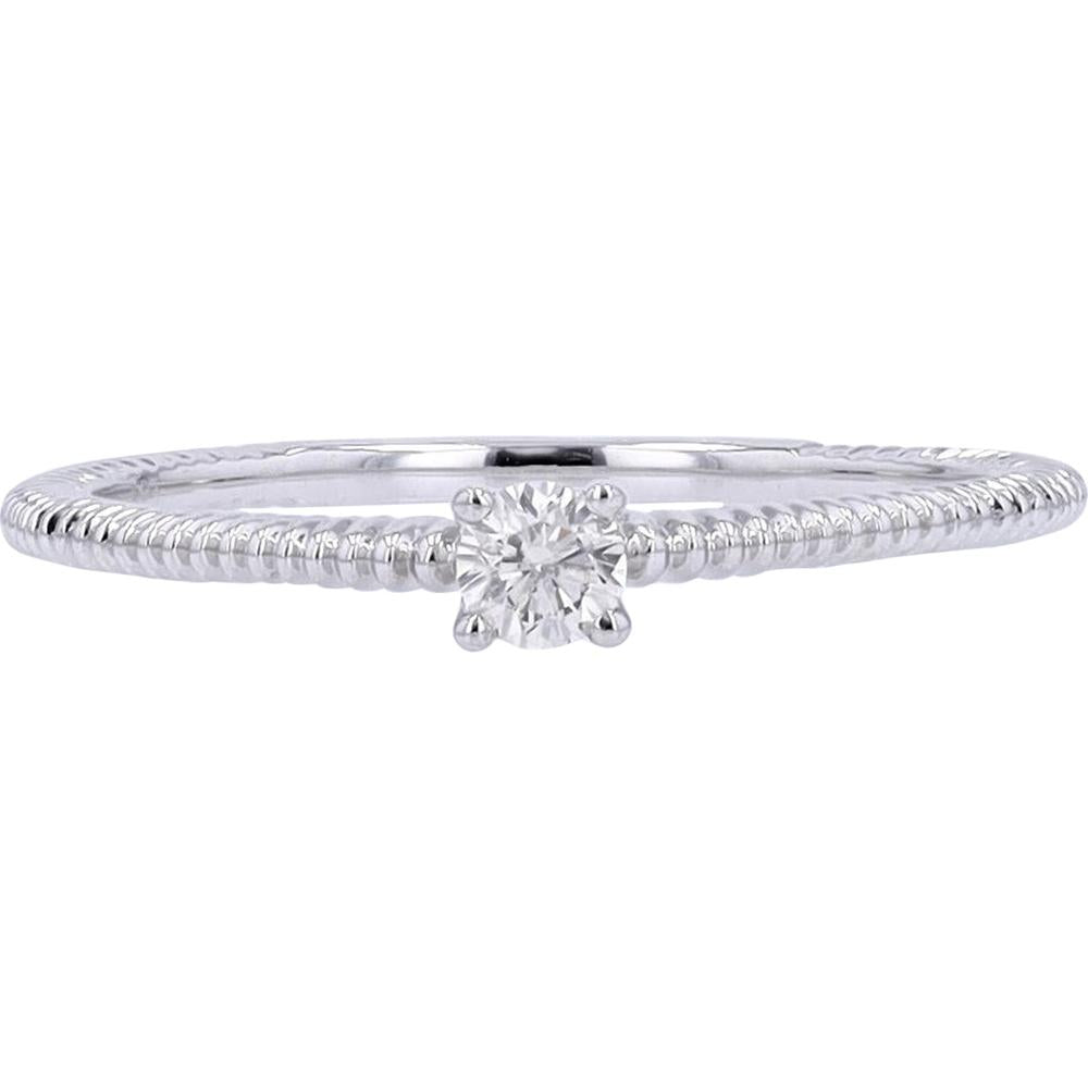 14K White Gold Diamond Solitaire Ring - 0.125 Carat Diamond Weight