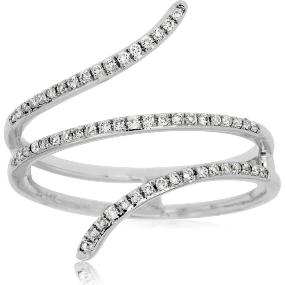 14K White Gold Diamond Spiral Ring - 0.16 Carats Total Diamond Weight