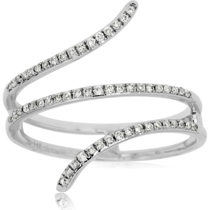 14K White Gold Diamond Spiral Ring - 0.16 Carats Total Diamond Weight