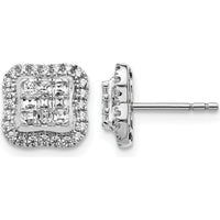 14K White Gold Diamond Square Cluster Post Earrings with Round Diamonds - 0.36 Carat Total Diamond Weight by Monteluci Fine Jewelry