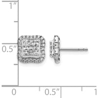14K White Gold Diamond Square Cluster Post Earrings with Round Diamonds - 0.36 Carat Total Diamond Weight by Monteluci Fine Jewelry