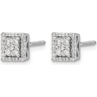 14K White Gold Diamond Square Cluster Screw Back Post Earrings - 0.36 Carat Total Diamond Weight by Monteluci Fine Jewelry