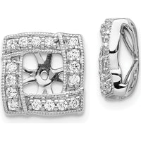 14K White Gold Diamond Square Earring Jackets with 32 Round Diamonds - 0.01 Carats Total Diamond Weight by Monteluci Fine Jewelry